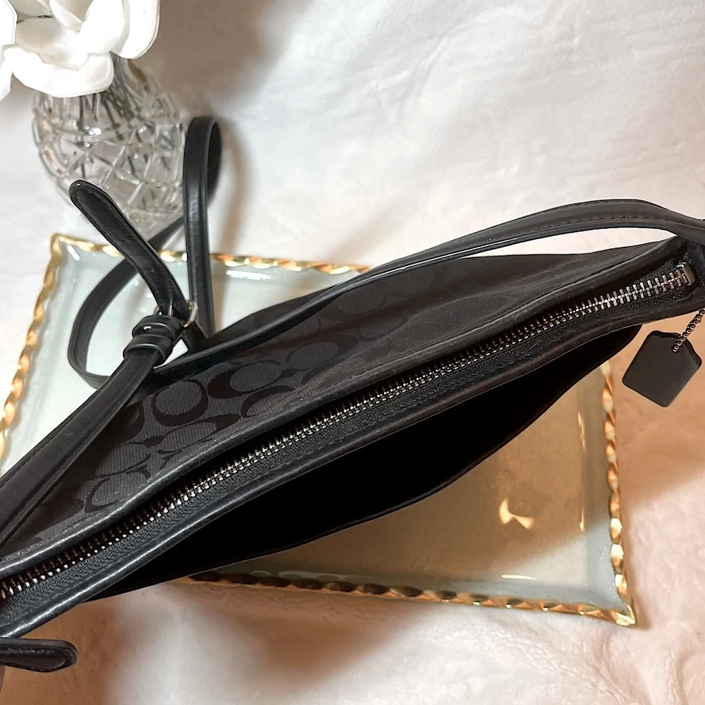 NEW Coach Black Signature Canvas and Leather File Crossbody Handbag - Picture 7 of 15